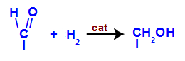 Representação da conversão do grupo carbonila em hidroxila no carbono saturado
