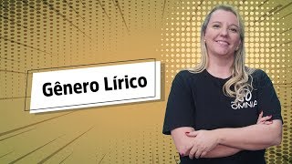 "Gênero Lírico" escrito sobre fundo amarelo ao lado da imagem da professora