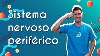 "Sistema nervoso periférico" escrito sobre fundo azul ao lado da imagem do professor