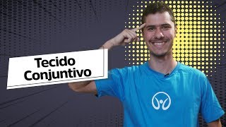 "Tecido Conjuntivo" escrito sobre fundo cinza ao lado da imagem do professor