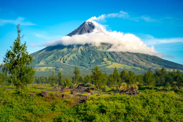 Vista de um vulcão.