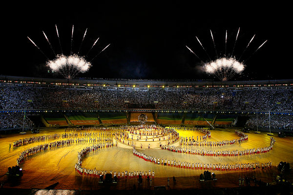 Cerim&ocirc;nia de abertura dos Jogos Pan-Americanos no Rio de Janeiro, em 2007. [1]