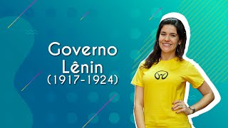 Professora ao lado do texto"Governo Lênin (1917-1924)".