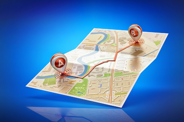 A rota desenvolvida por GPS é uma aplicação prática do conceito de distância entre dois pontos.