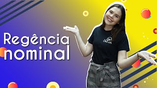 "Regência nominal" escrito sobre fundo colorido ao lado da imagem do professor