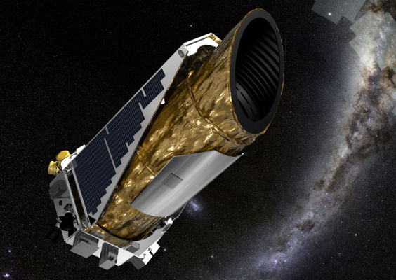Arte conceitual da sonda Kepler, responsável por grande parte das descobertas de exoplanetas. 