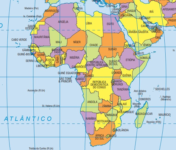 Mapa países da África. [1
