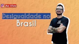 Professor ao lado do texto"Desigualdade no Brasil".