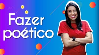Professora ao lado do texto"Fazer poético".