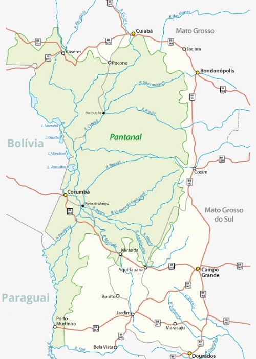 Área de ocorrência do Pantanal. 