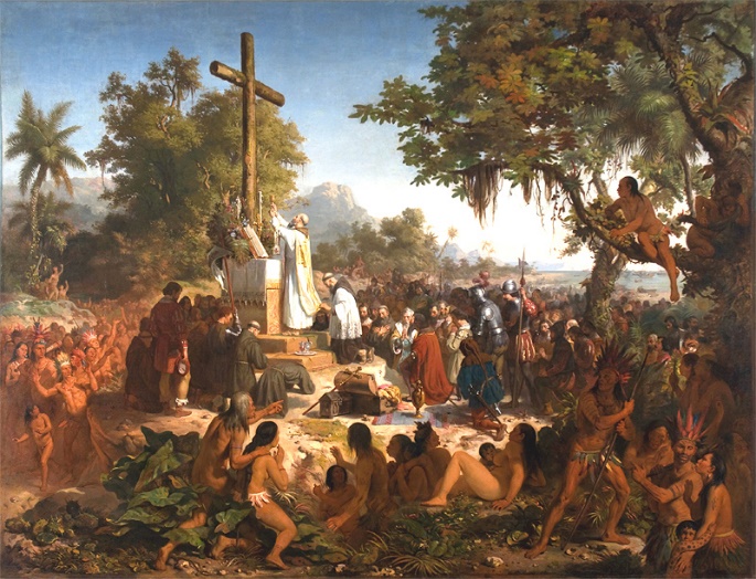 A Primeira Missa no Brasil retratada por Victor Meirelles, 1861.