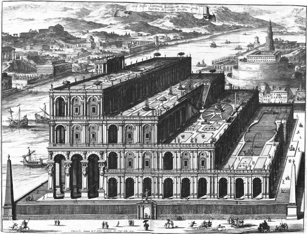 Os Jardins Suspensos da Babilônia são um exemplo do investimento de Nabucodonosor na construção de grandes obras públicas.  