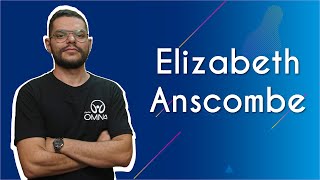 "Elizabeth Anscombe" escrito sobre fundo azul ao lado da imagem do professor