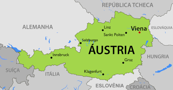 Localização da Áustria no continente europeu. 