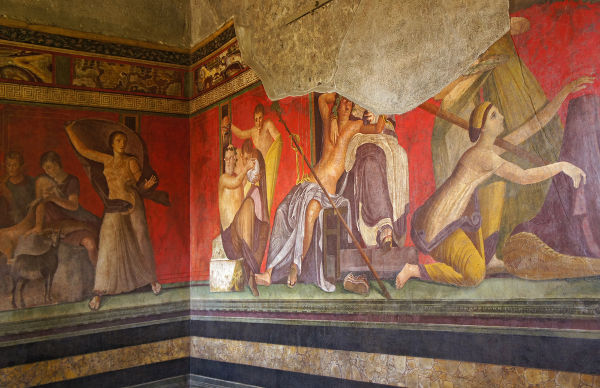 Afrescos da Vila dos Mistérios, em Pompeia.