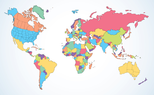 É possível encontrar países com grande extensão territorial em todos os continentes.