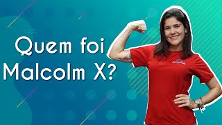Professora ao lado do texto"Quem foi Malcolm X?".