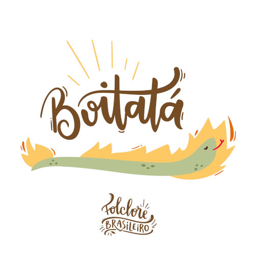 Boitatá escrito acima da ilustração do boitatá.