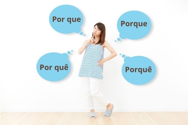 Mulher com expressão de dúvida pensando no uso dos porquês.