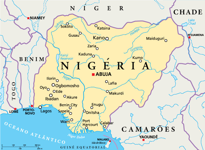 Mapa da Nigéria.