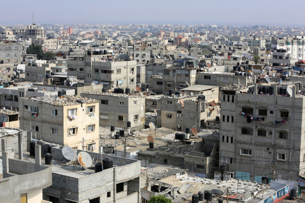 Destruição na faixa de Gaza em referência ao Hamas.