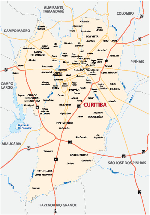  Mapa de Curitiba.