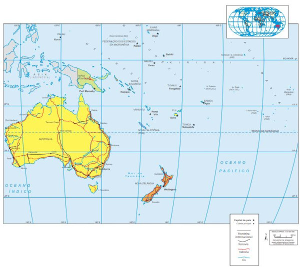 Mapa da Oceania.