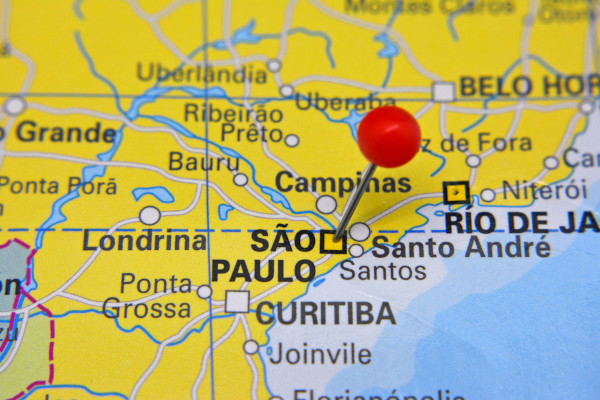 Localização de São Paulo, na Região Sudeste do Brasil.
