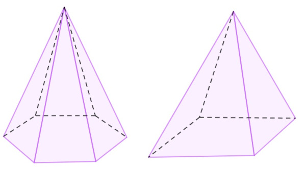 Pirâmides de base hexagonal e quadrada respectivamente.