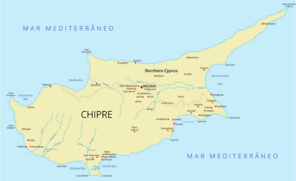  Mapa do Chipre.