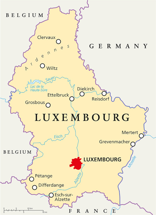 Mapa de Luxemburgo