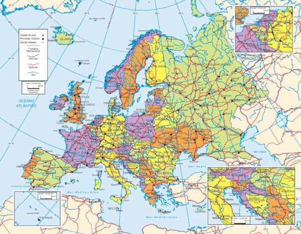 Mapa político do continente europeu. Fonte: IBGE