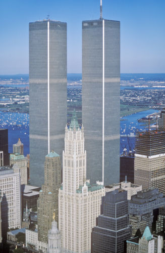 Fotografia das duas torres do World Trade Center