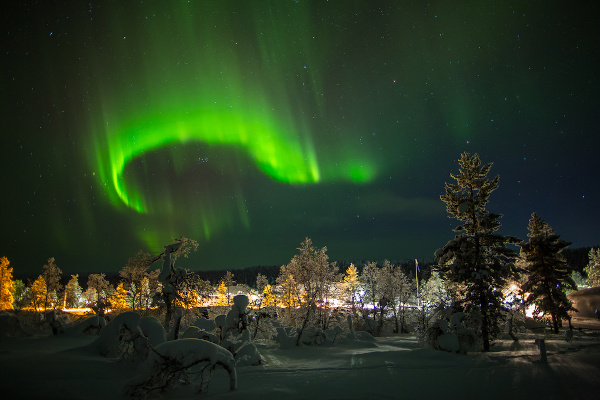Aurora boreal no extremo norte da Finlândia