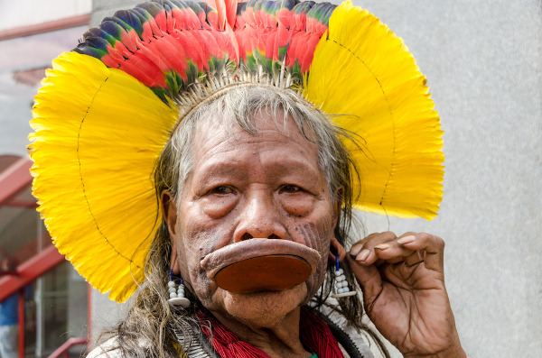 Cacique Raoni Metuktire, líder do grupo étnico Caiapó.