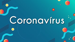 Escrito"Coronavírus" em fundo azul.
