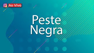 Escrito"Peste negra" em fundo azul.
