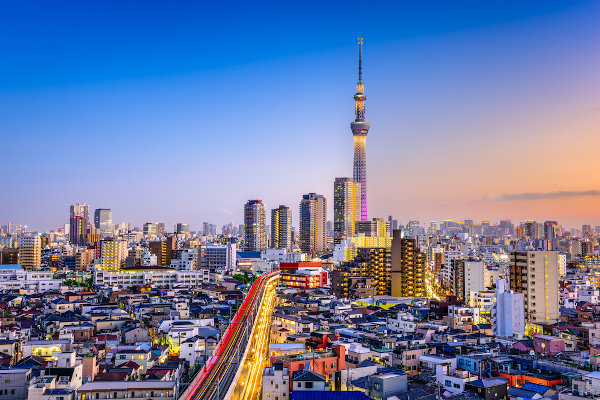 Tóquio, capital do Japão, uma das maiores cidades do mundo.