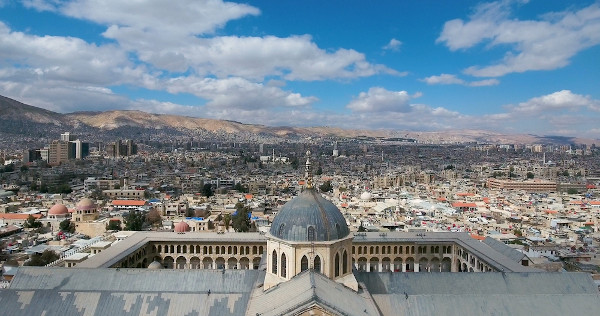 Vista da Grande Mesquita de Omíadas, em Damasco, capital e maior cidade da Síria.