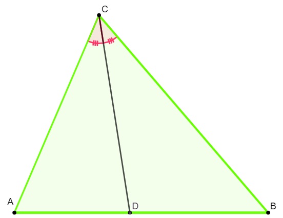 Bissetriz traçada em triângulo e formação de segmentos proporcionais