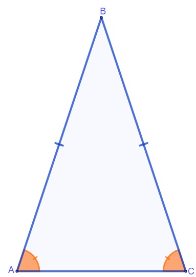 Triângulo isósceles com ângulos da base marcados
