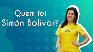 "Quem foi Simón Bolívar?" escrito sobre fundo verde ao lado da imagem da professora
