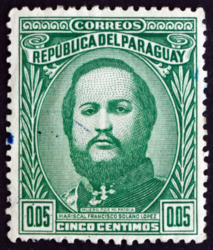 Retrato de Francisco Solano López, ditador paraguaio de 1862 a 1870, conduziu o país à Guerra do Paraguai.