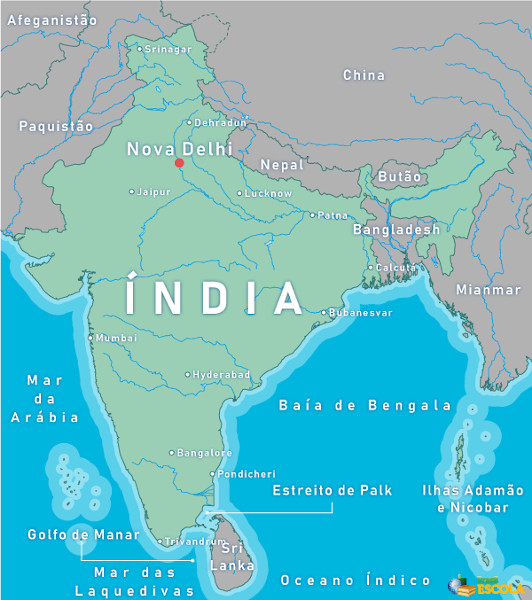 Mapa da Índia.