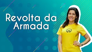 "Revolta da Armada" escrito sobre fundo verde ao lado da imagem da professora