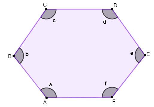 Hexágono com ângulos em roxo-escuro.
