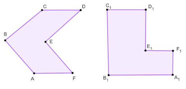  Dois hexágonos irregulares não convexos.