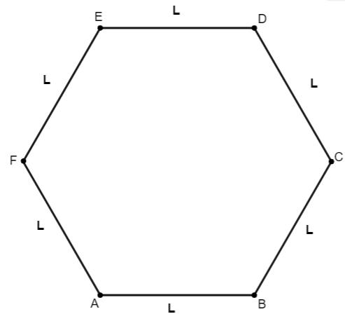 Hexágono regular com lados L.