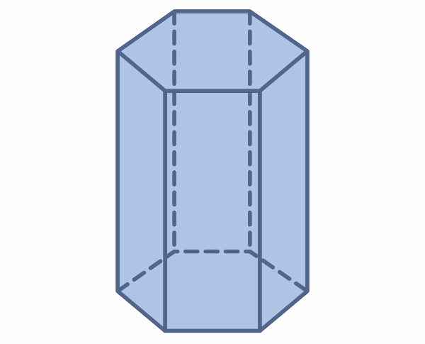 Prisma azul com base hexagonal.