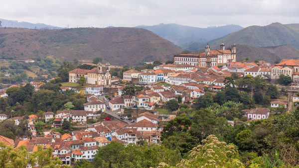 Vista aérea da cidade de Ouro Preto, Minas Gerais.